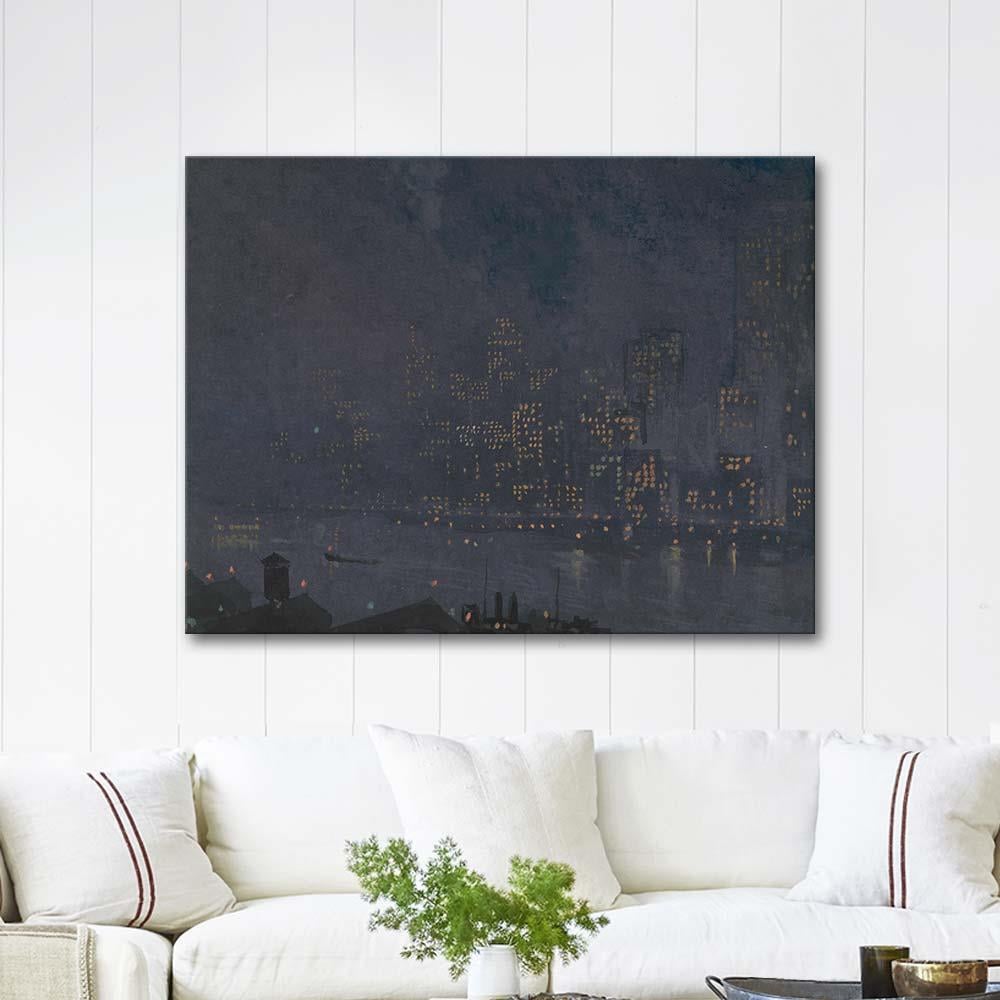 Skyscrapers at Night by Joseph Pennell as Art Print