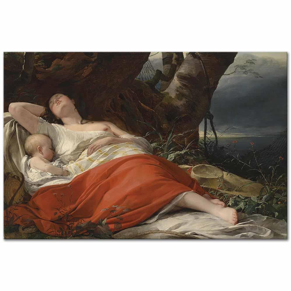 Sleeping Fisher Woman by Friedrich von Amerling as Art Print