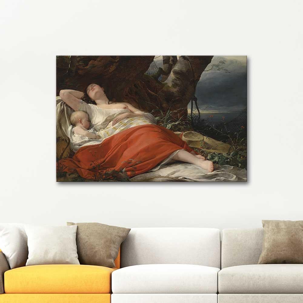 Sleeping Fisher Woman by Friedrich von Amerling as Art Print