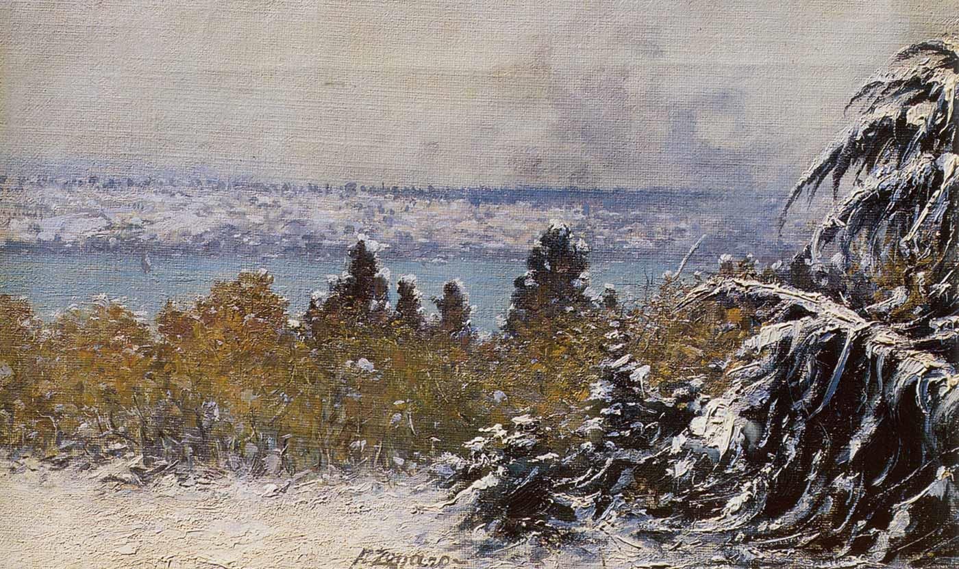 Fausto Zonaro Kar Altında Boğaziçi Kanvas Tablo