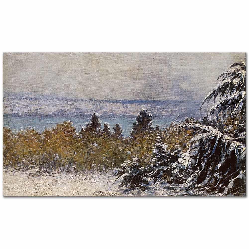 Fausto Zonaro Kar Altında Boğaziçi Kanvas Tablo