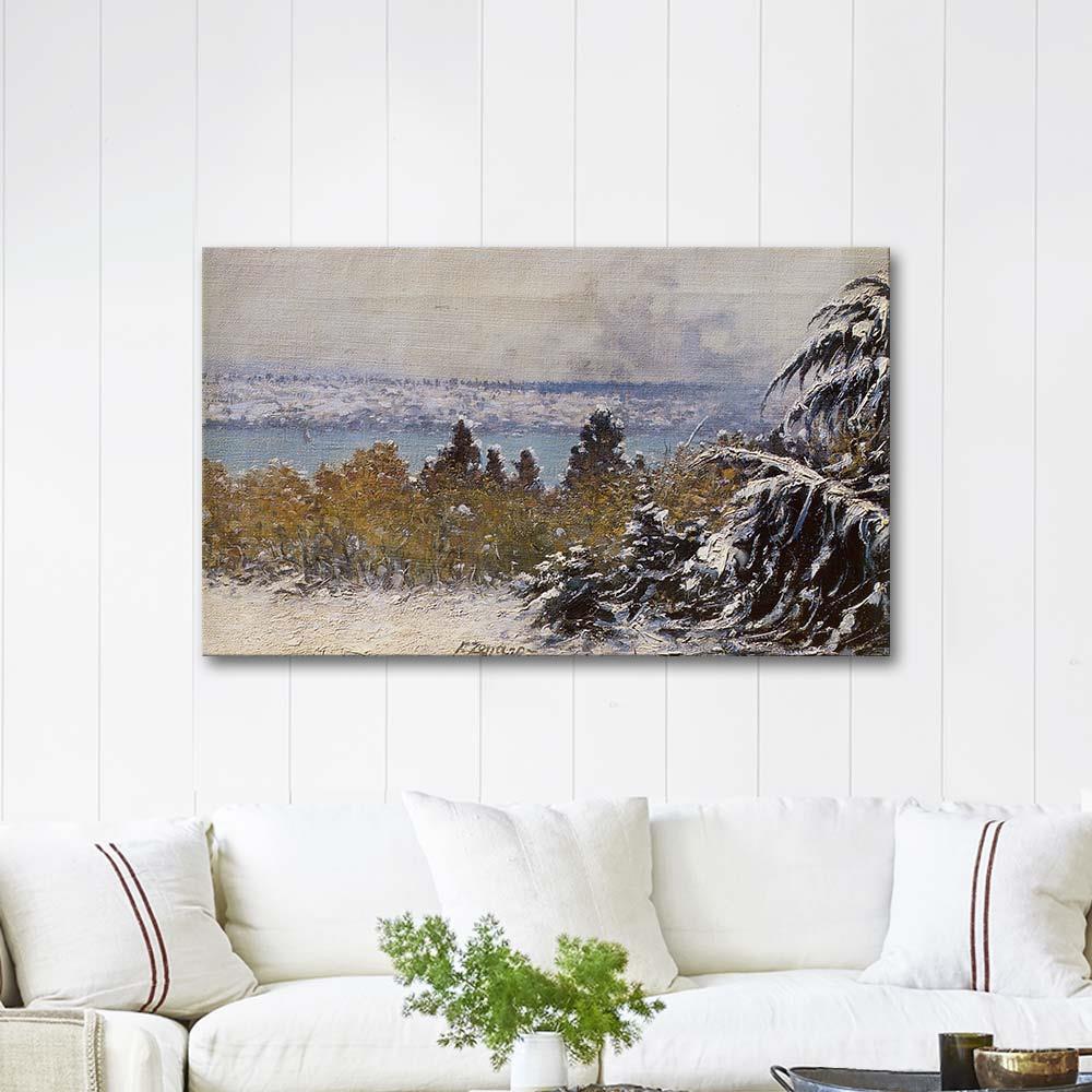 Fausto Zonaro Kar Altında Boğaziçi Kanvas Tablo