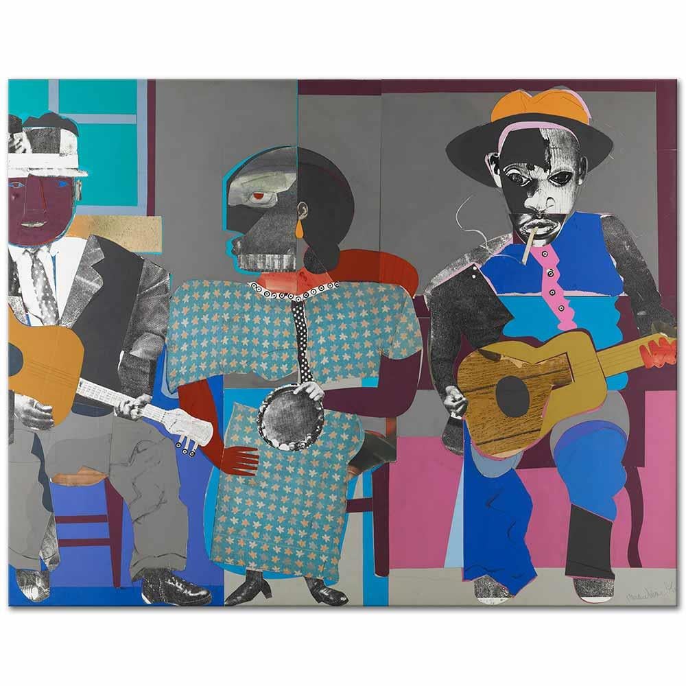Romare Bearden Soul Üçlüsü Kanvas Tablo