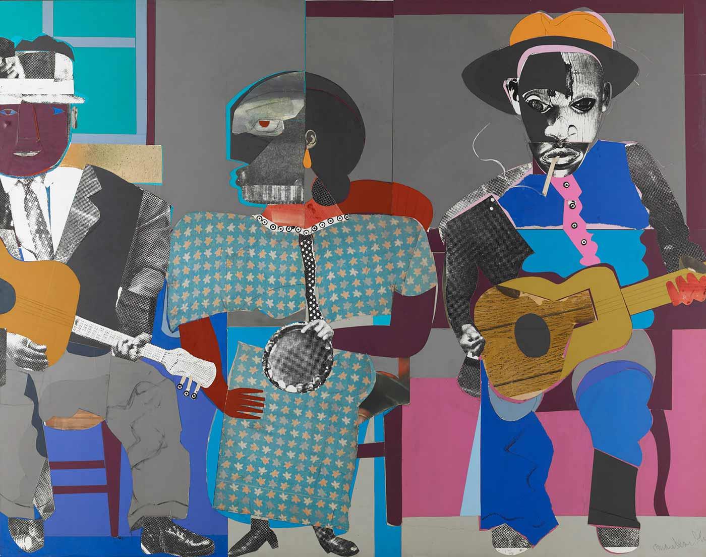 Romare Bearden Soul Üçlüsü Kanvas Tablo