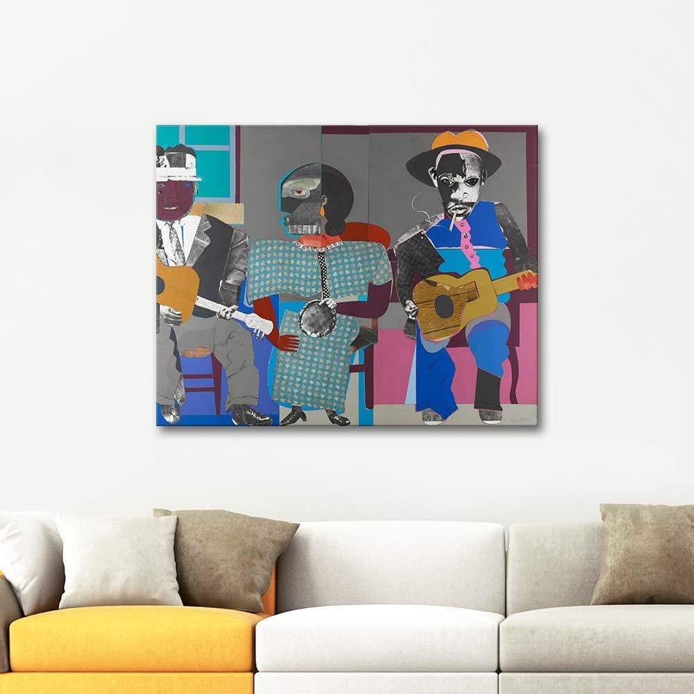 Romare Bearden Soul Üçlüsü Kanvas Tablo
