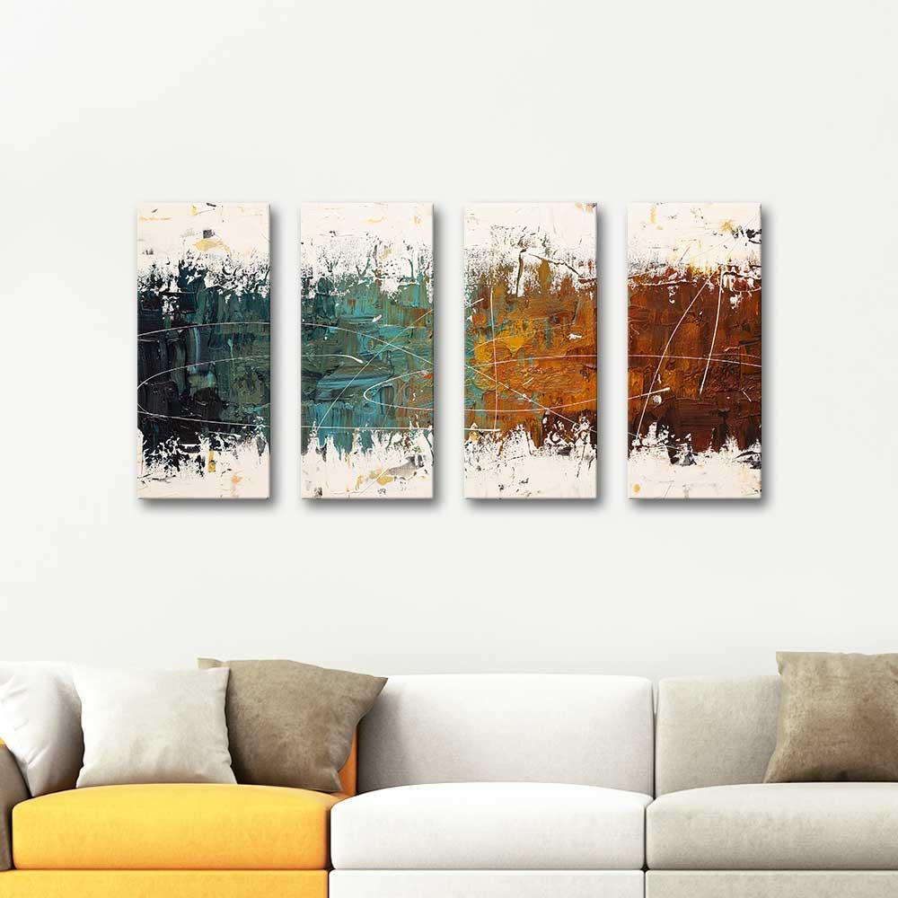 Soyut Kompozisyon 4'lü Set Kanvas Tablo