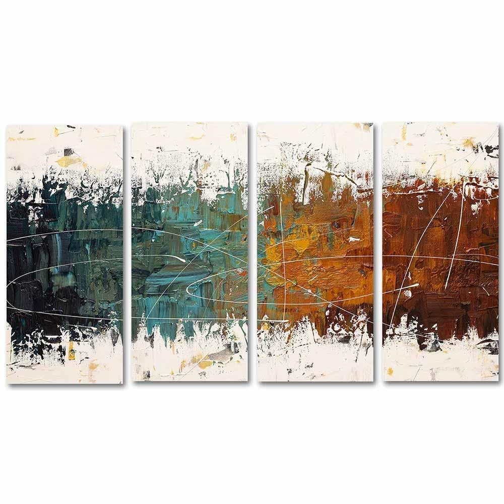 Soyut Kompozisyon 4'lü Set Kanvas Tablo