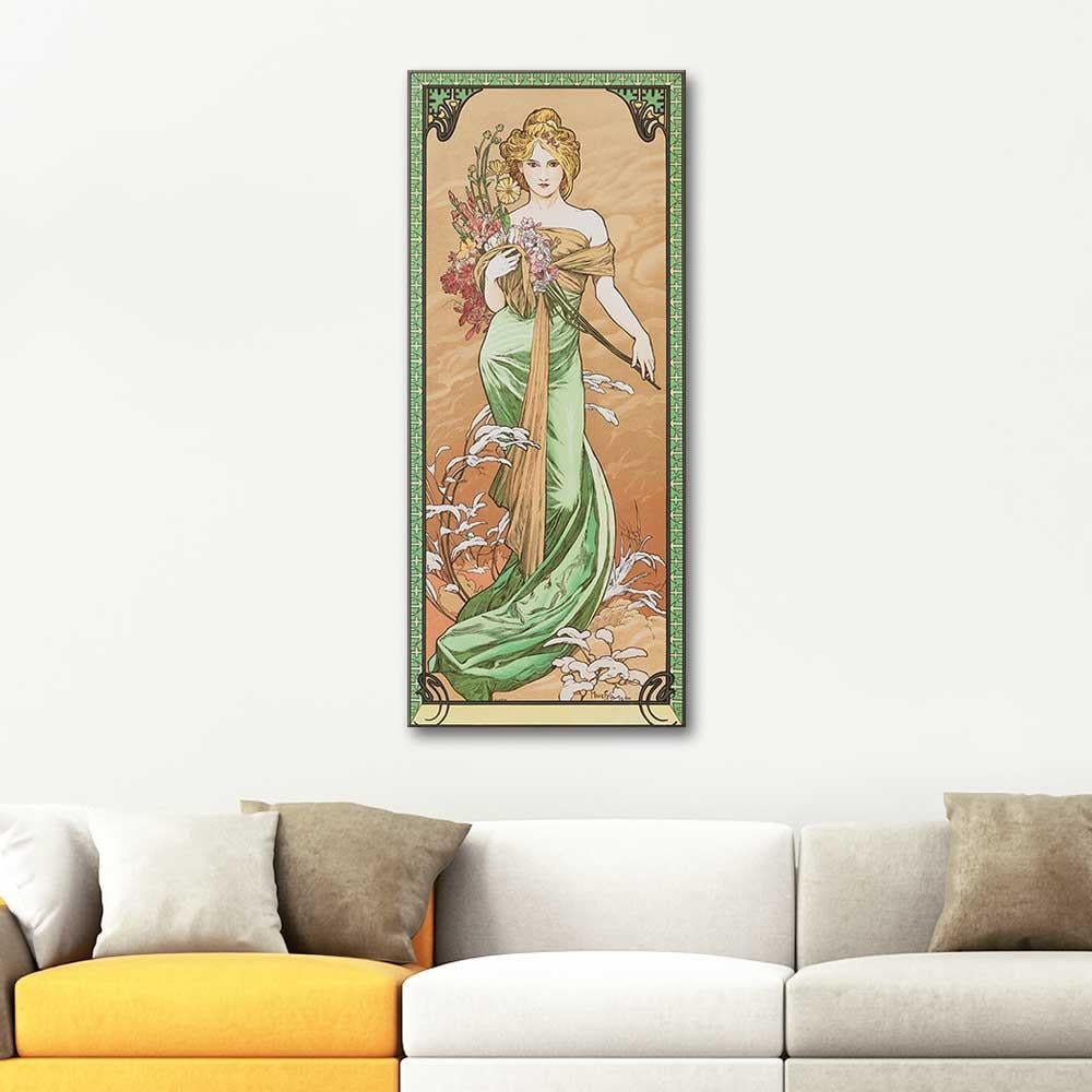 Alphonse Mucha Bahar Çiçekleri Kanvas Tablo