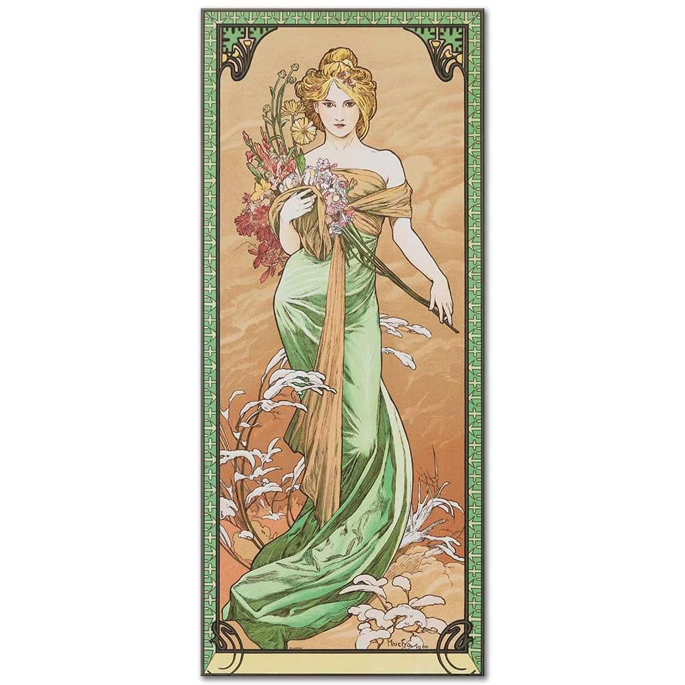 Alphonse Mucha Bahar Çiçekleri Kanvas Tablo
