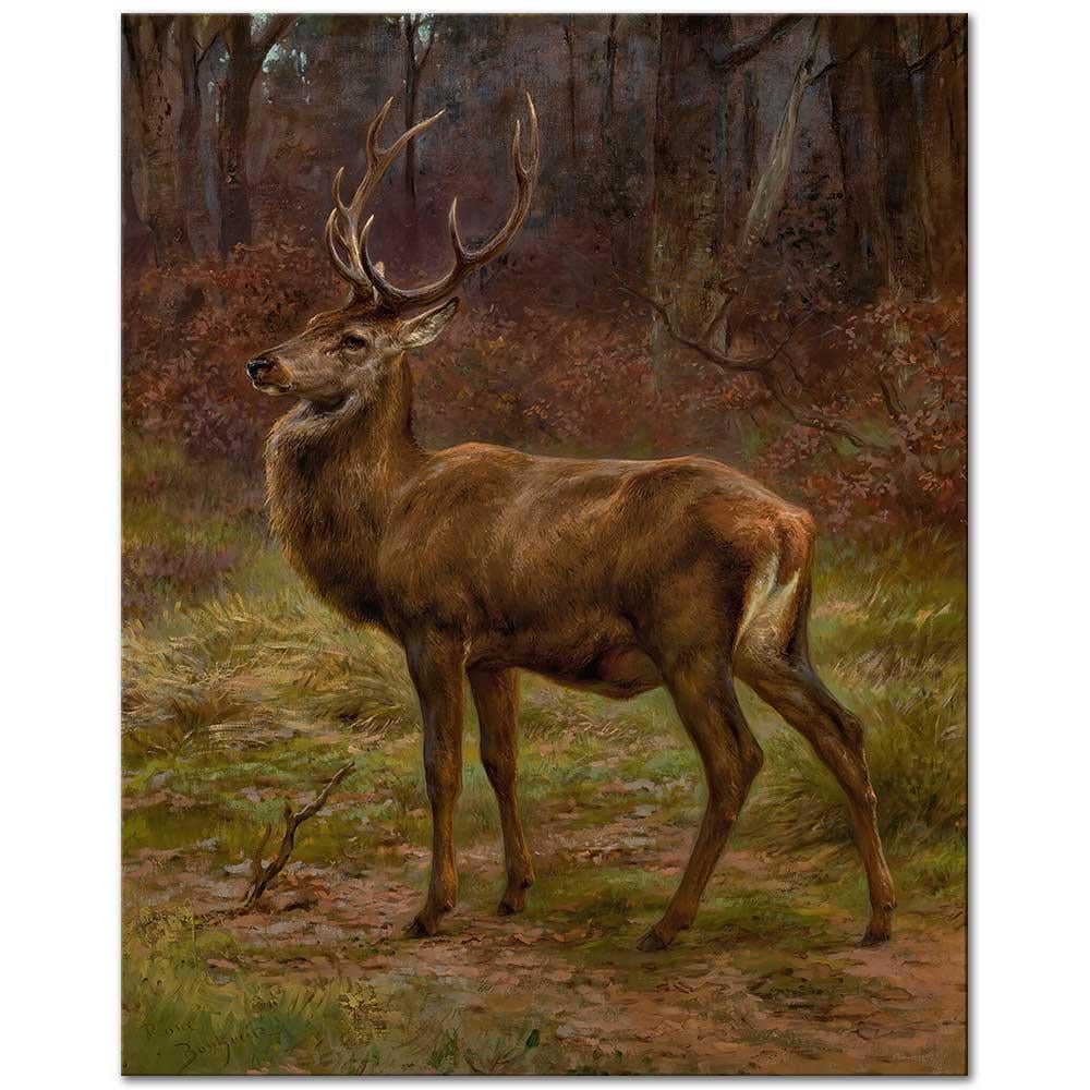 Rosa Bonheur Sonbahar Manzarasında Geyik Kanvas Tablo