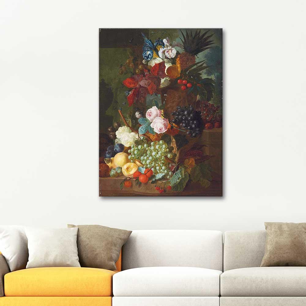 Still Life of Flowers and Fruits by Jan van Os as Art Print