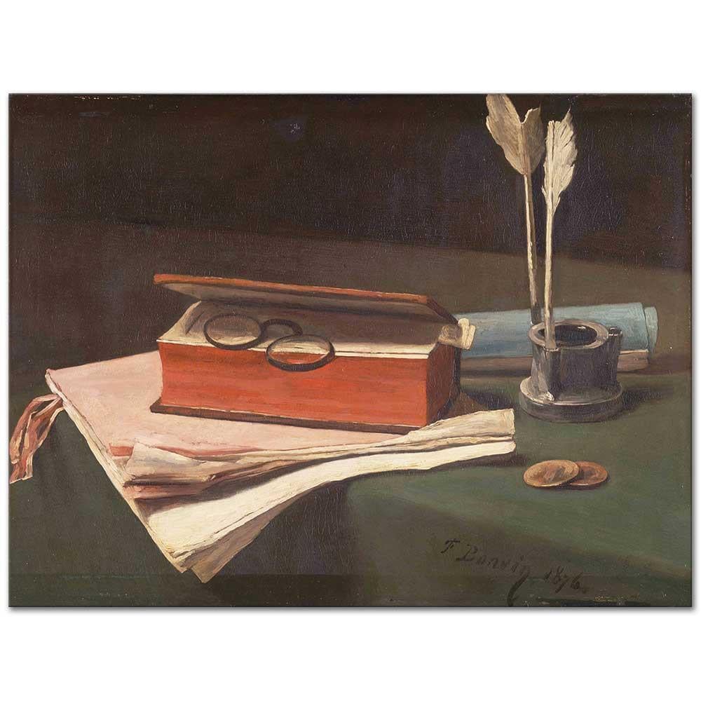 François Bonvin Kitaplı Natürmort Kanvas Tablo
