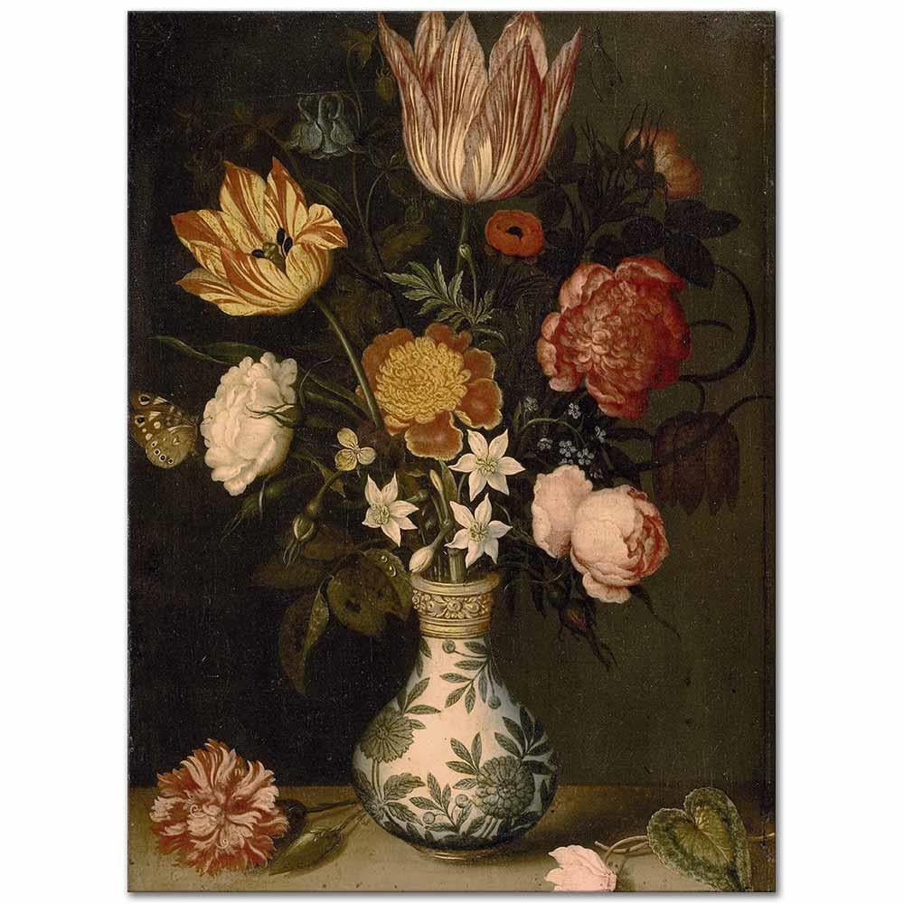 Ambrosius Bosschaert the Elder Wan-Li Vazoda Çiçekler Kanvas Tablo