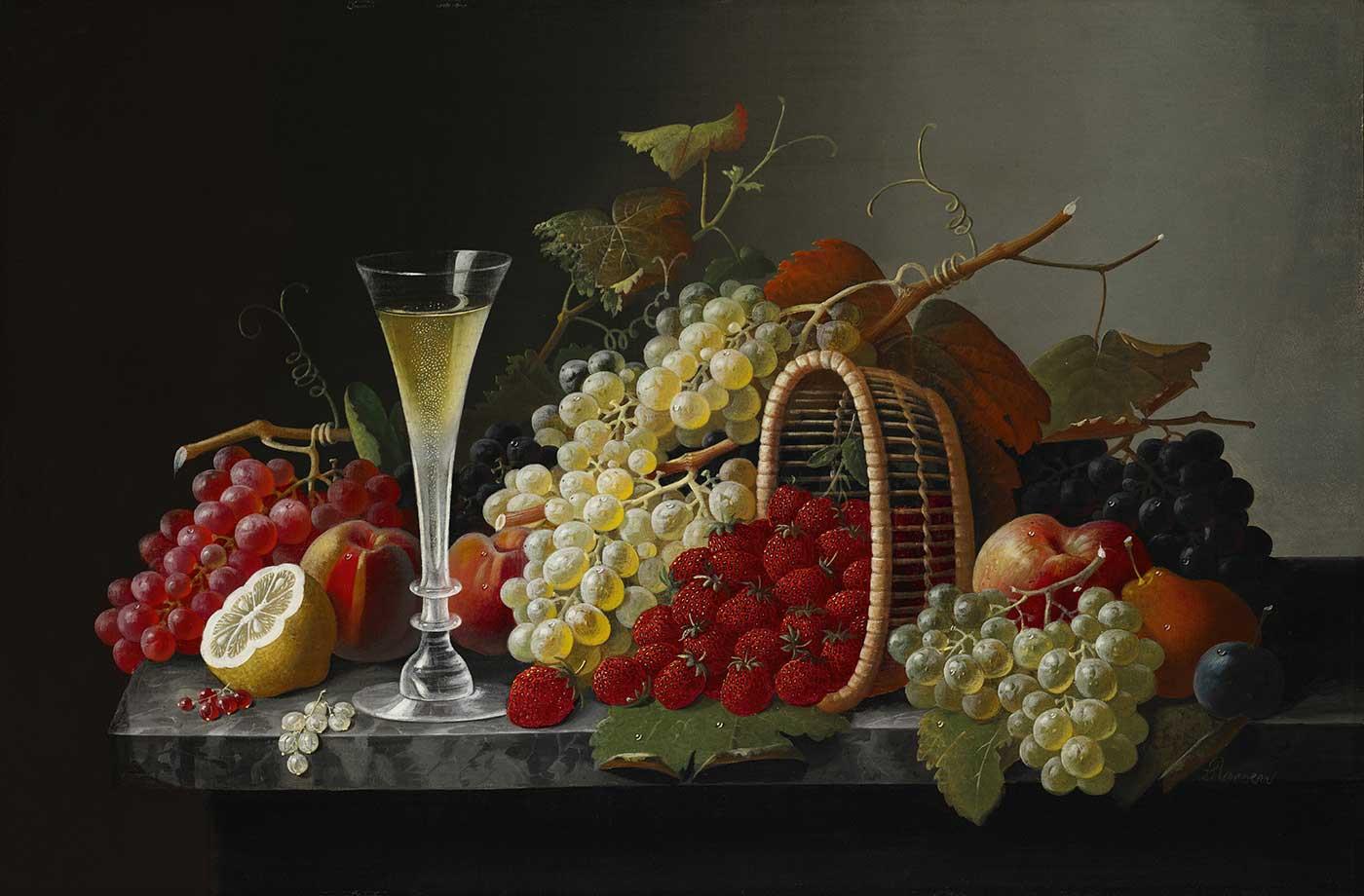 Still Life with Fruit and Champagne by Severin Roesen