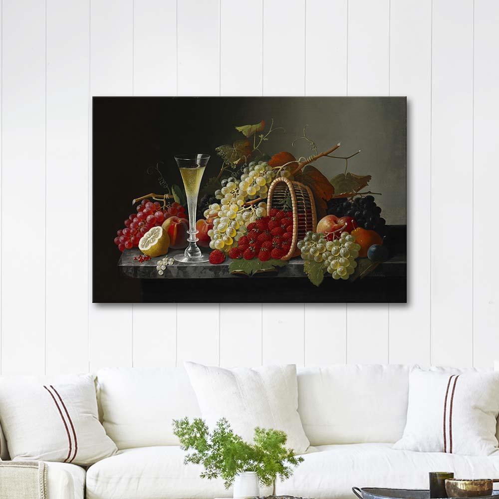 Still Life with Fruit and Champagne by Severin Roesen as Art Print
