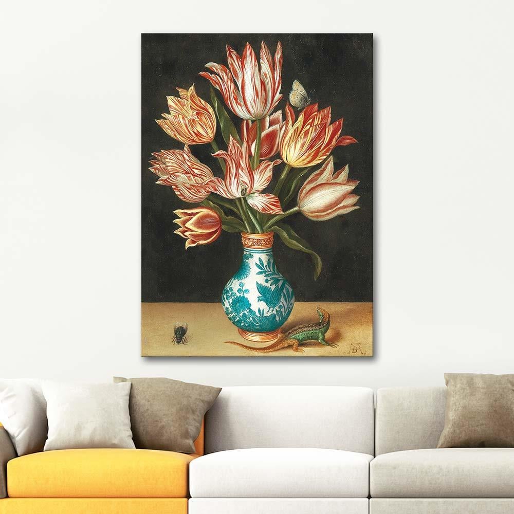Still Life with Parrot Tulips in a Wan Li Vase by Ambrosius Bosschaert the Elder as Art Print