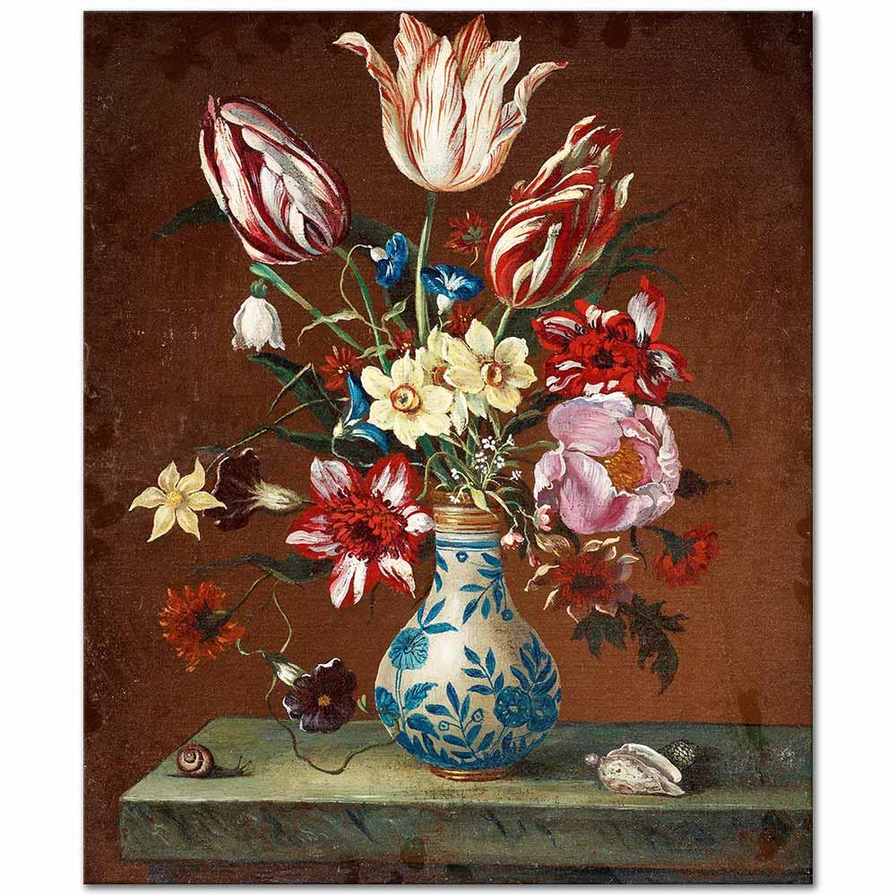 Balthasar van der Ast Vazoda Çiçekler Kanvas Tablo