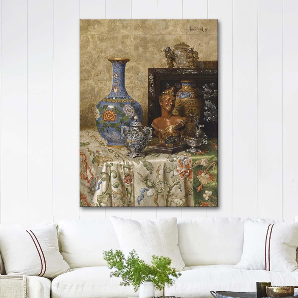 Stillleben mit Asiatischen Vasen by Max Schödl as Art Print