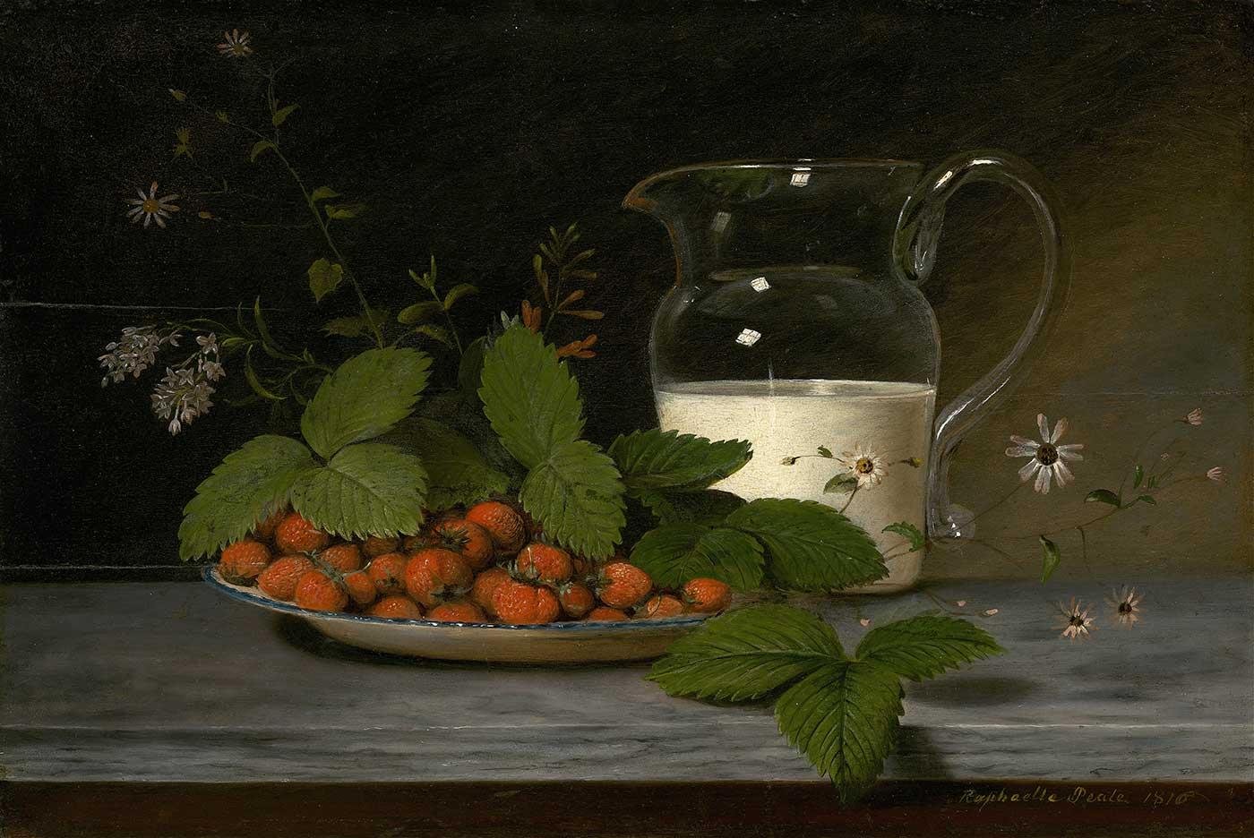 Raphaelle Peale Çilekler ve Krema Kanvas Tablo