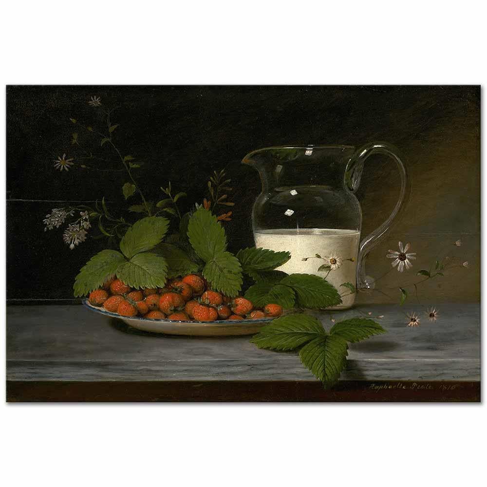 Raphaelle Peale Çilekler ve Krema Kanvas Tablo