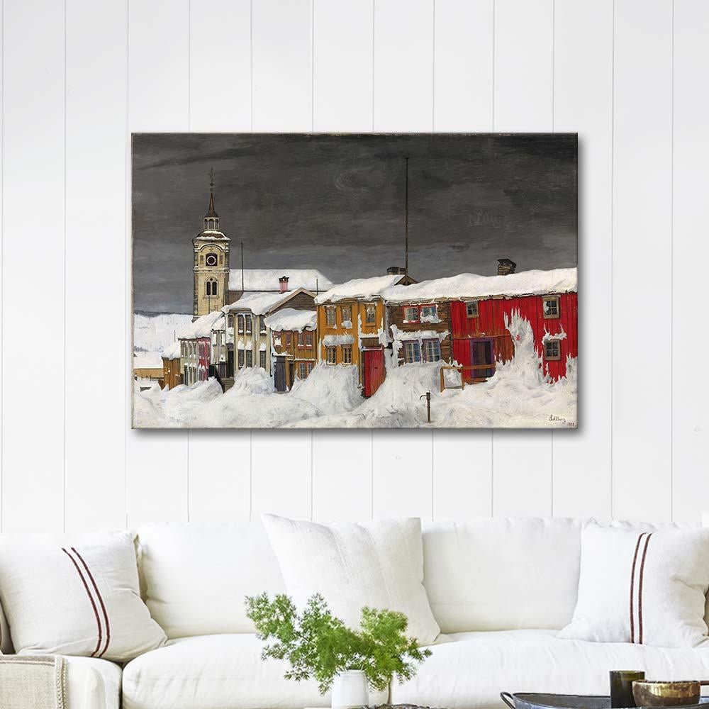 Street in Røros in Winter by Harold Sohlberg as Art Print