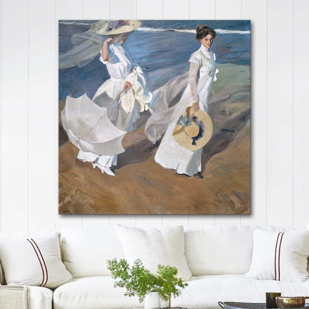 Joaquin Sorolla Deniz Kıyısında Gezinti Kanvas Tablo