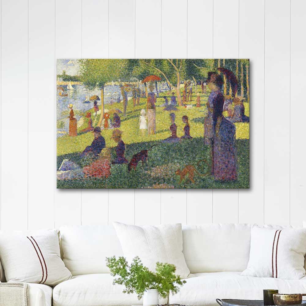 Georges Seurat Jatte Adasında Pazar Akşamı için Etüd Kanvas Tablo