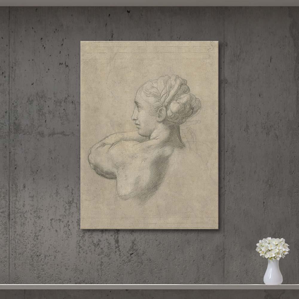 Study of the Head and Left Shoulder of a Woman by Raphael as Art Print