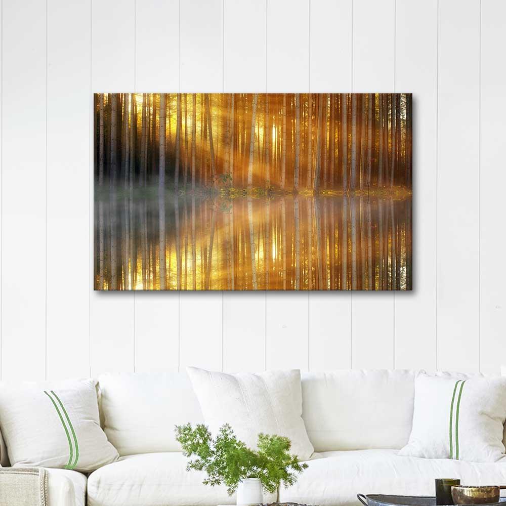 Sunbeams Through Forest as Art Print