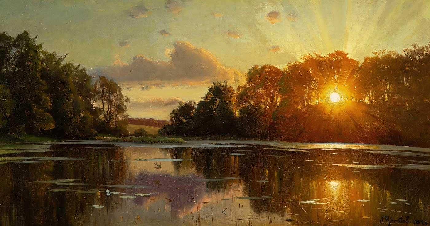 Sunset at Orholm by Peder Mørk Mønsted as Art Print