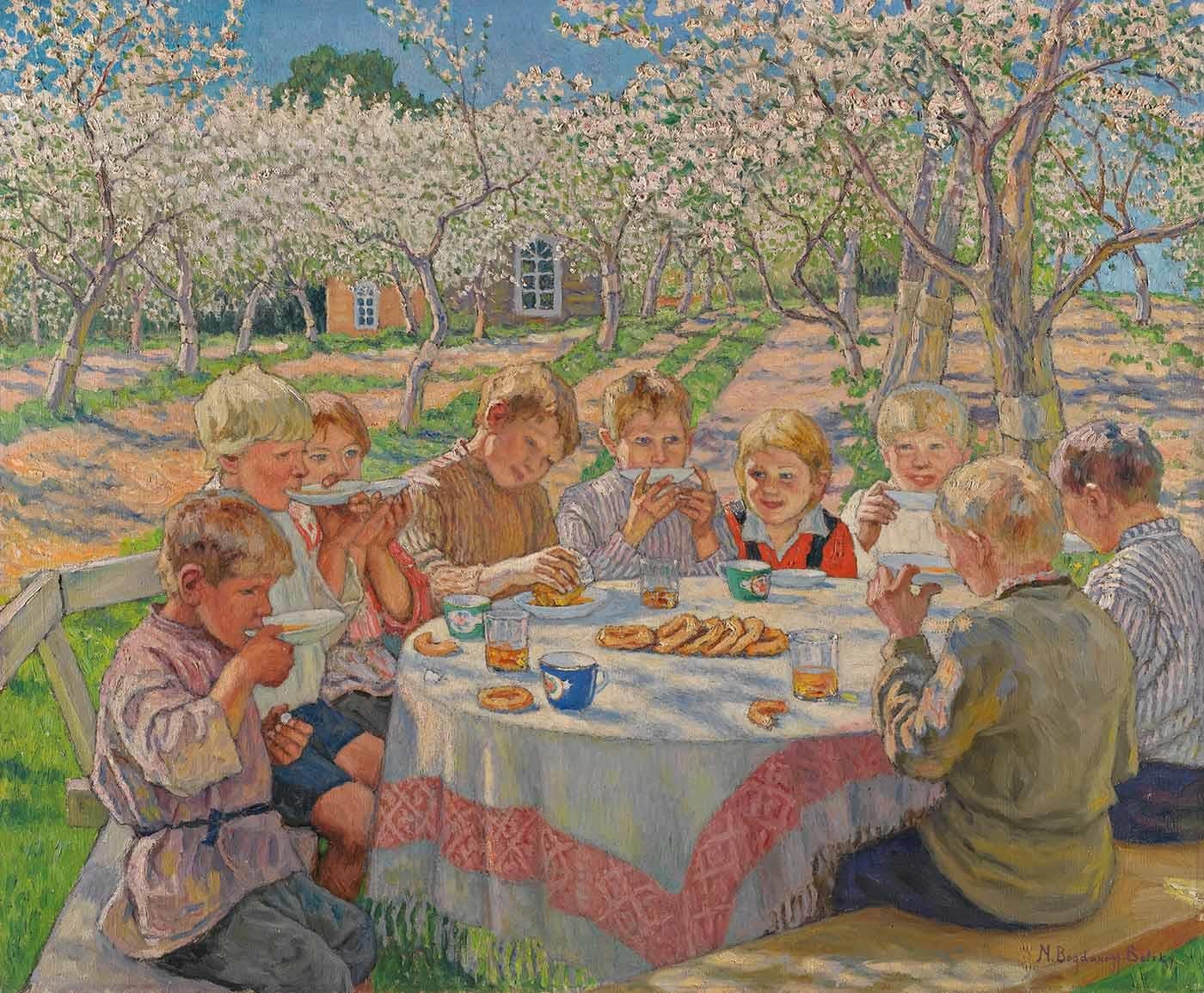 Tea In The Apple Orchard by Nikolay Bogdanov-Belsky