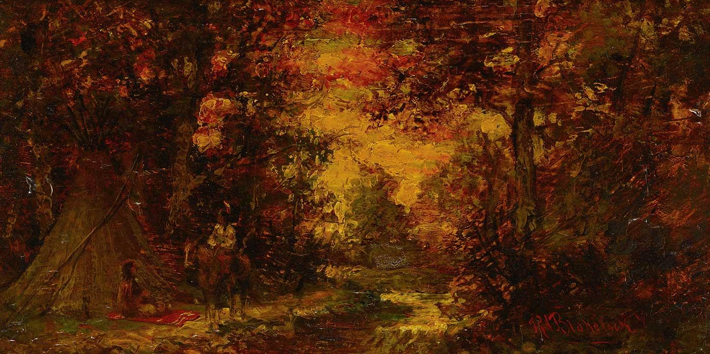Ralph Albert Blakelock Gün Batımında Teepee Kanvas Tablo