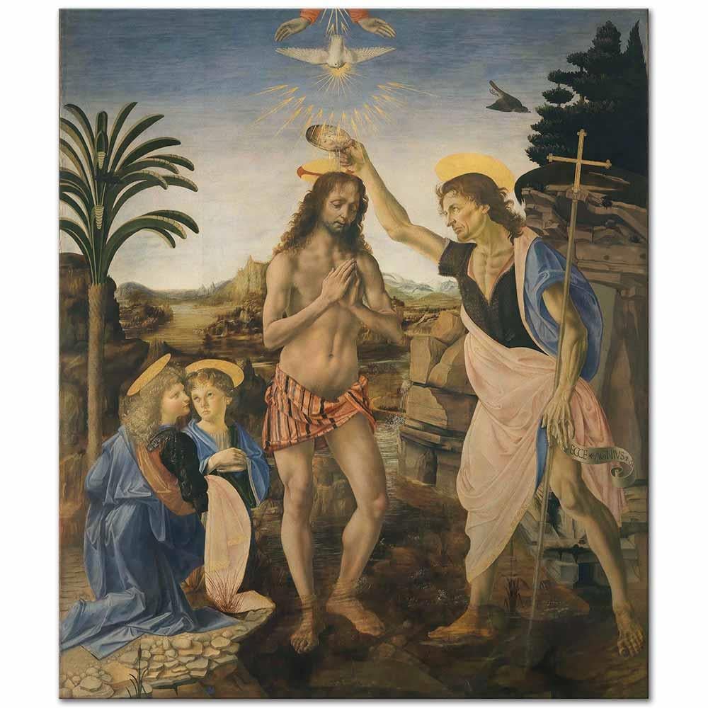 Leonardo da Vinci Isa'nın Vaftiz Edilmesi Kanvas Tablo
