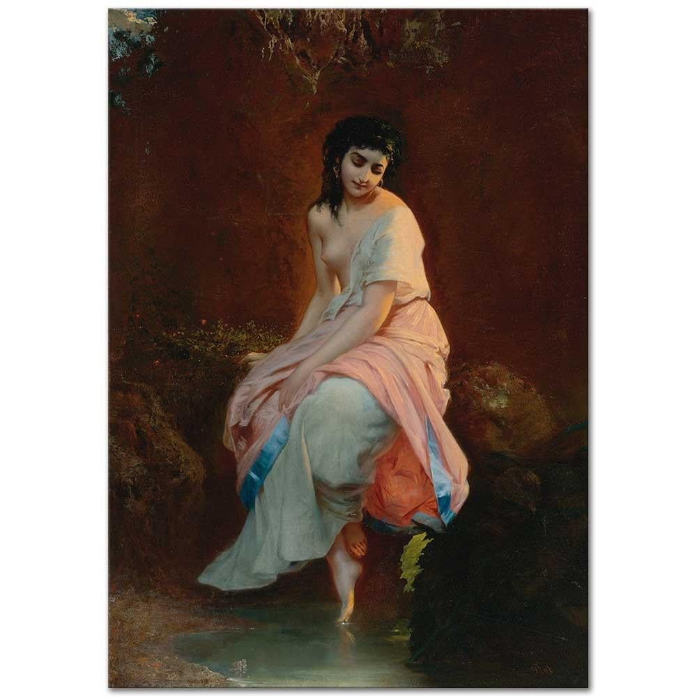 Adolphe Piot Yıkanan Kadın Kanvas Tablo