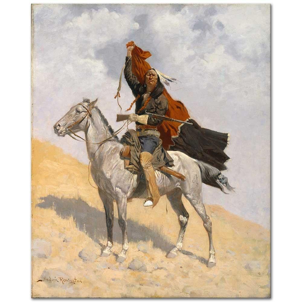 Frederic Remington Battaniye ile İşaretleşme Kanvas Tablo