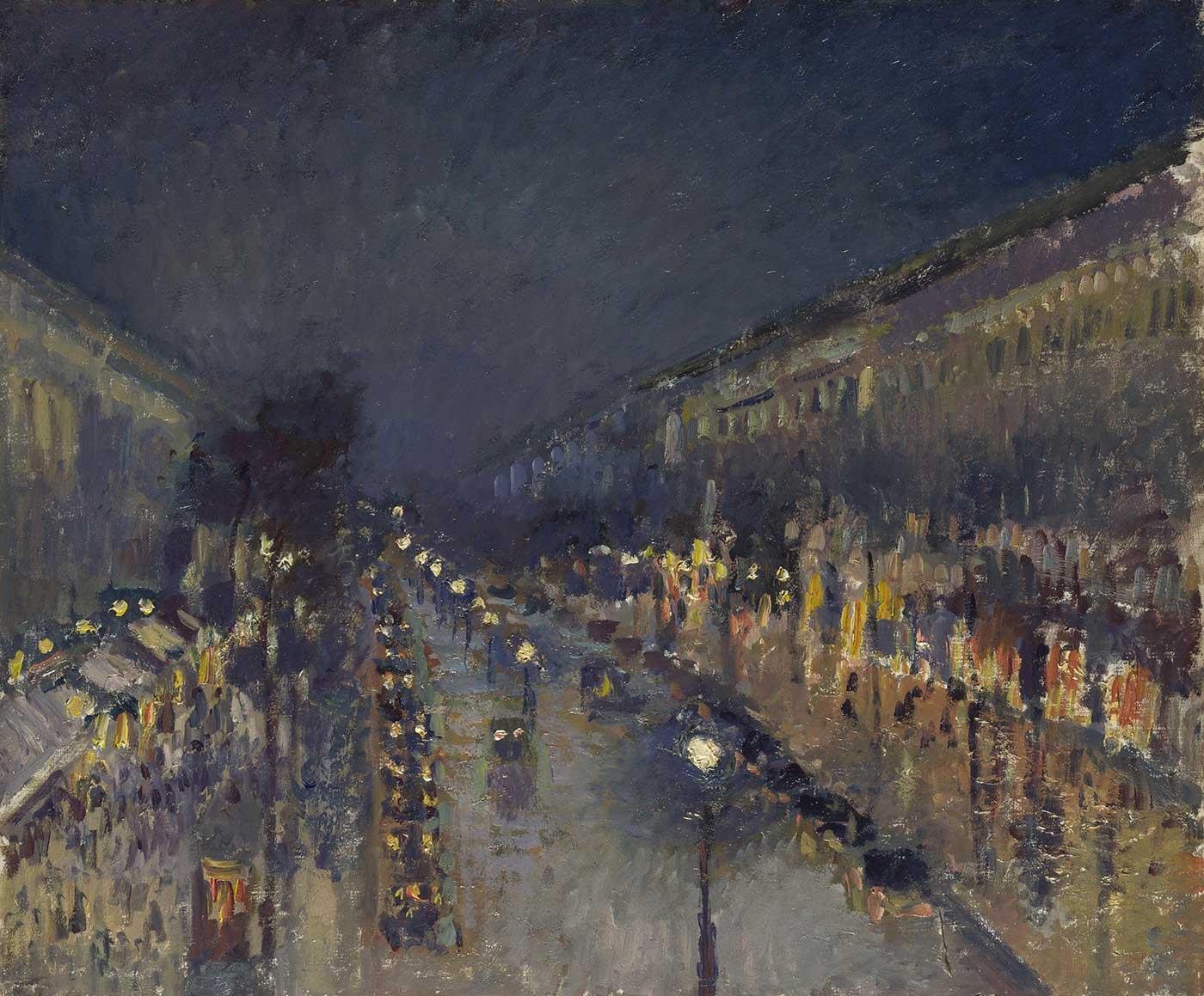 Camille Pissarro Gece Montmartre Bulvarı Kanvas Tablo