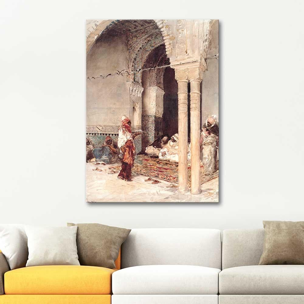 Mariano Fortuny Marsal Kahvede Bekleyenler Kanvas Tablo