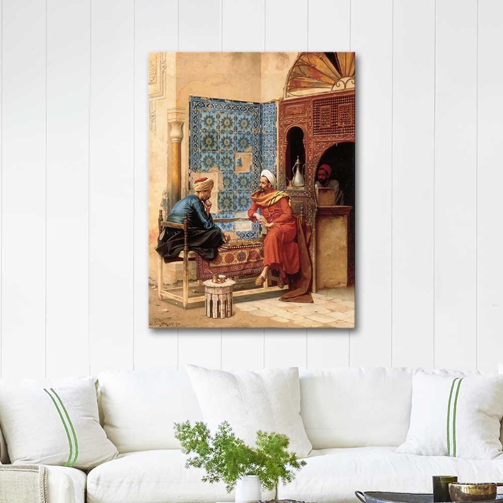 Ludwig Deutsch Satranç Oynayanlar Kanvas Tablo