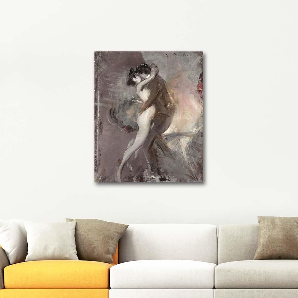 Giovanni Boldini Sarılıp Öpüşen Çift Kanvas Tablo