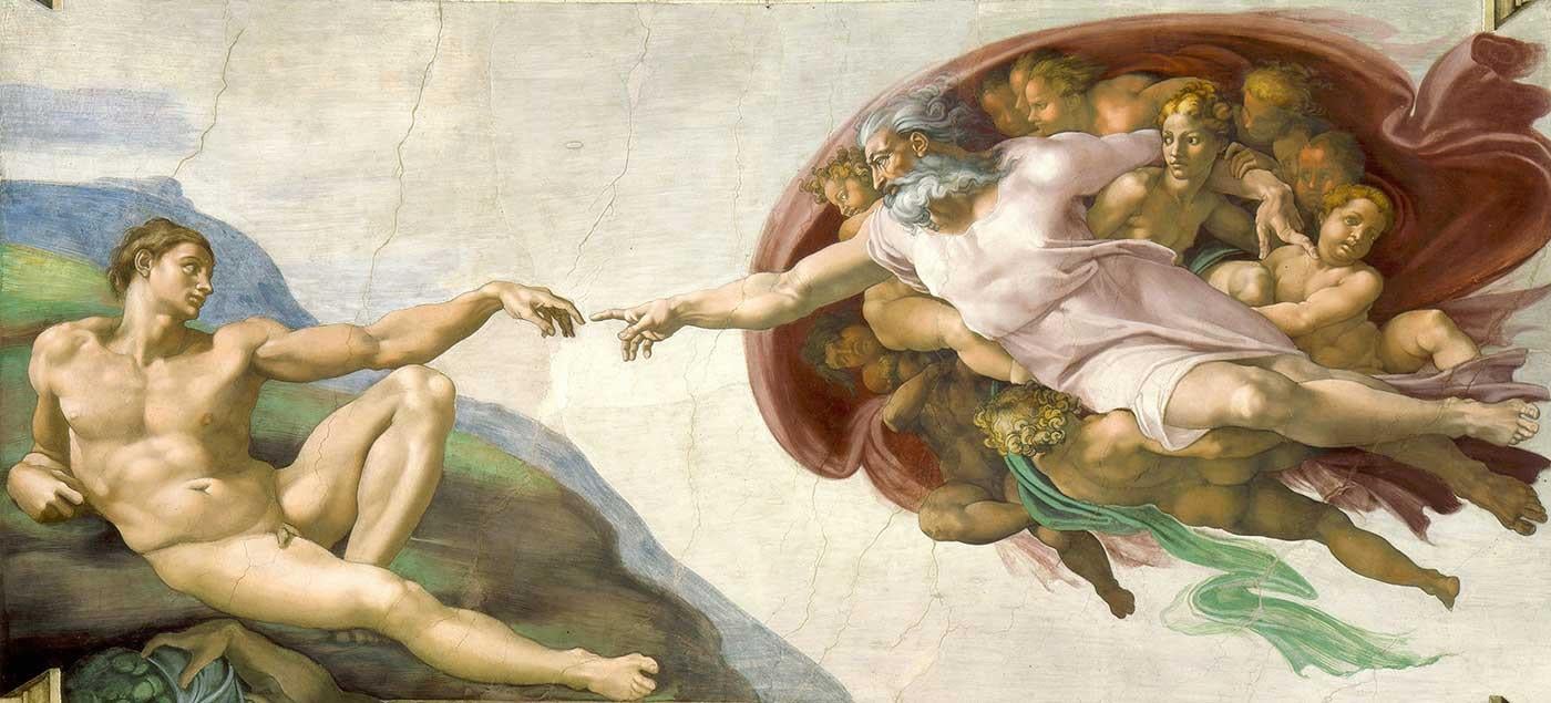 Michelangelo Buonarroti Adem'in Yaratılışı 01 Kanvas Tablo