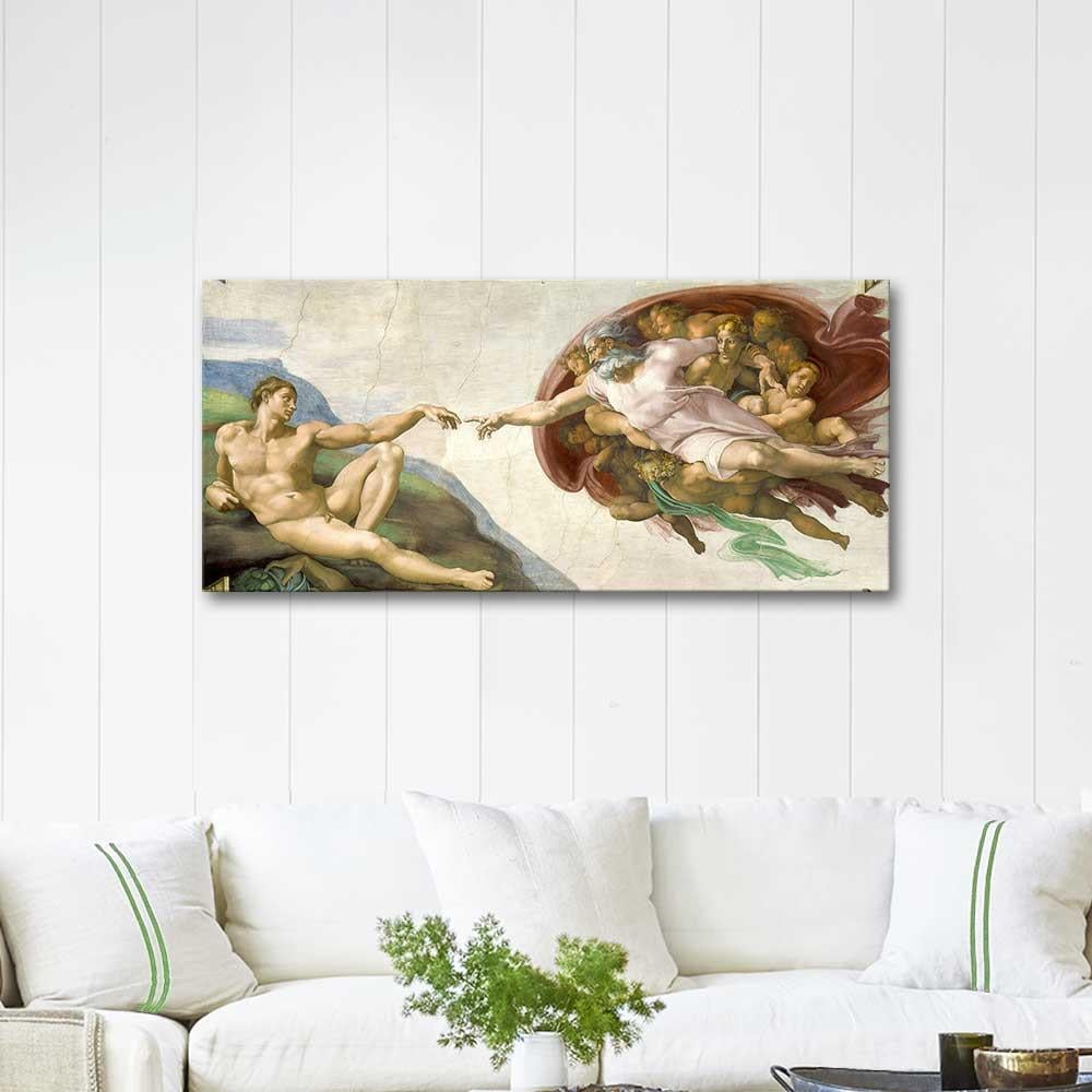 Michelangelo Buonarroti Adem'in Yaratılışı 01 Kanvas Tablo