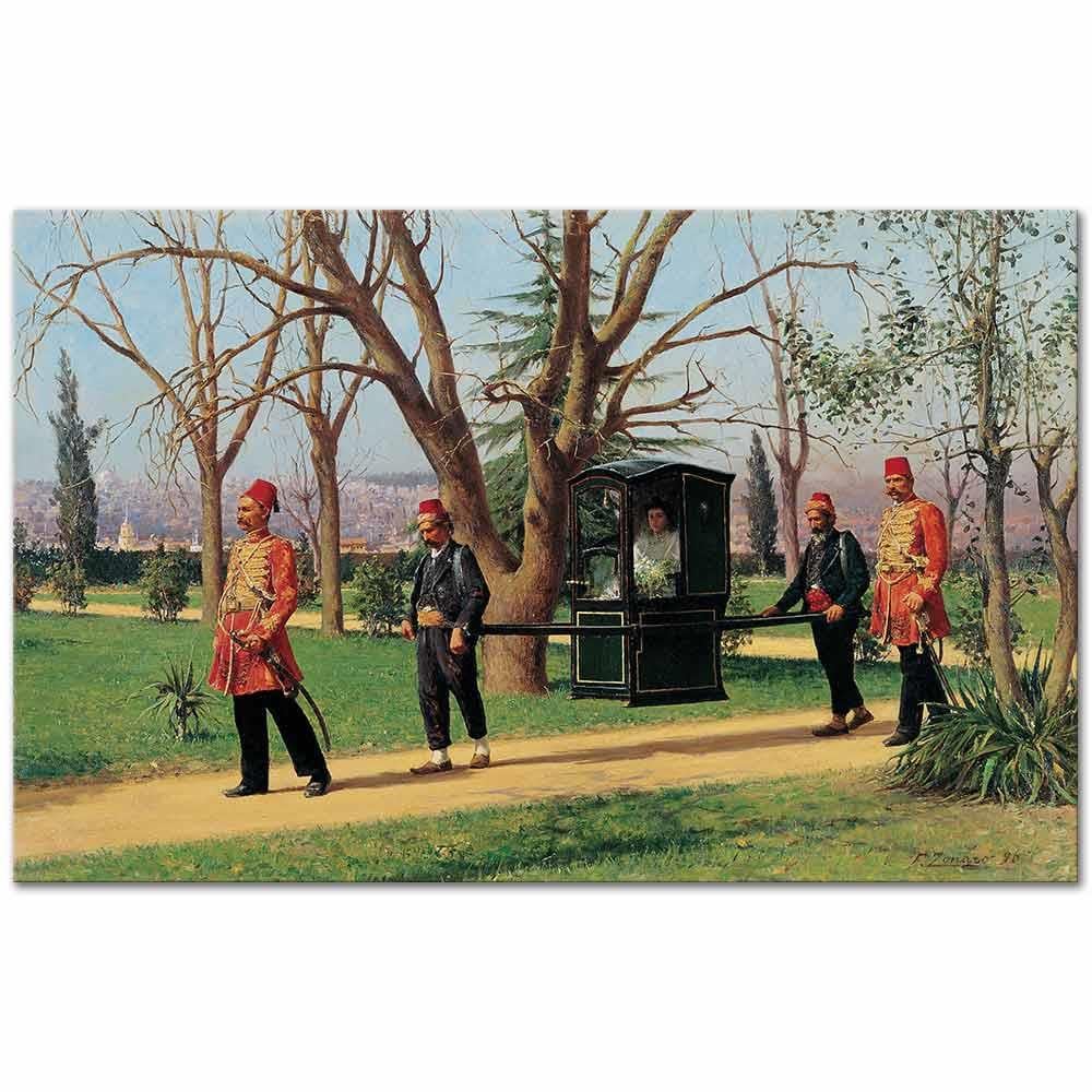 Fausto Zonaro İngiliz Büyükelçisinin Kızı Tahtırevanda Kanvas Tablo