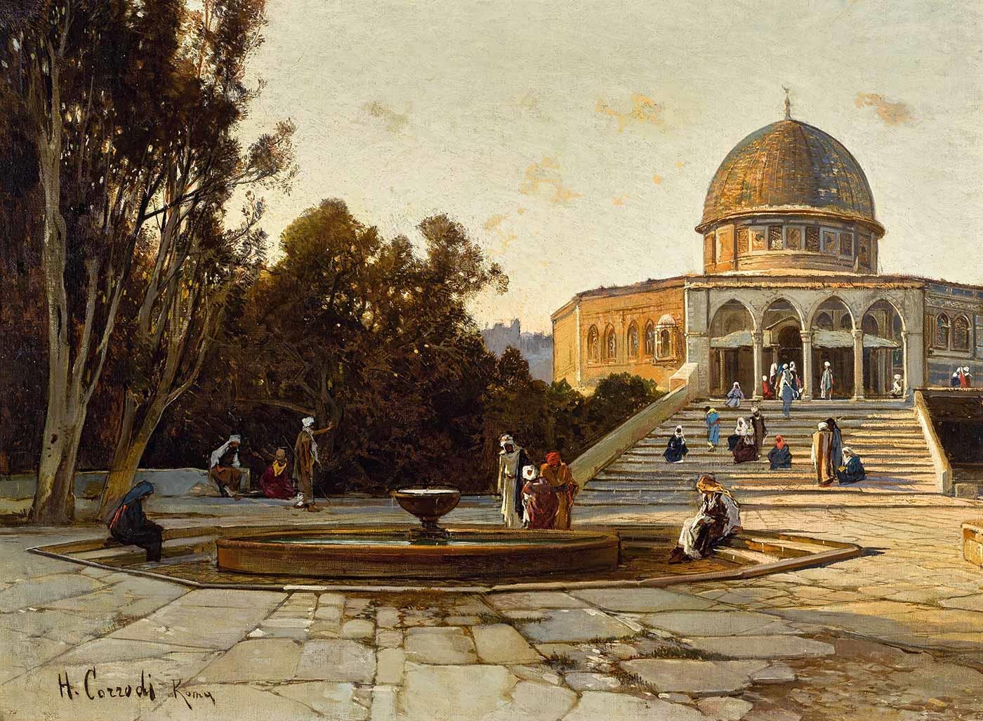 Hermann David Salomon Corrodi Mescid-ül Aksa Kudüs Kanvas Tablo