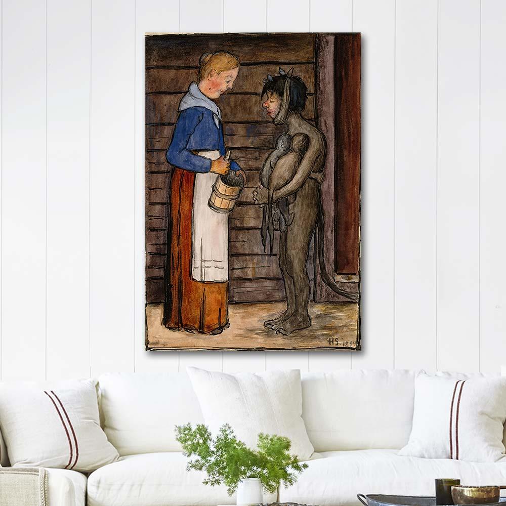 The Farmer's Wife And Poor Devil by Hugo Simberg as Art Print