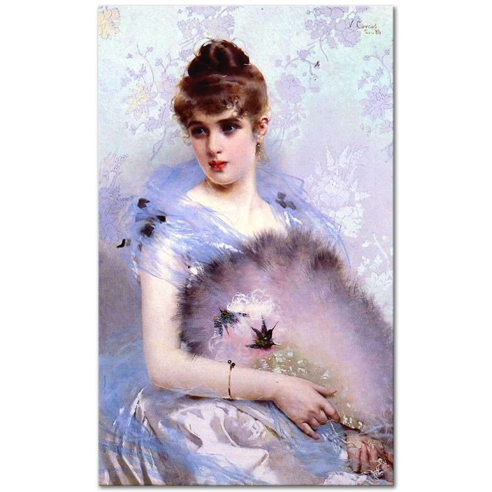 Vittorio Matteo Corcos Tüylü Yelpaze Kanvas Tablo