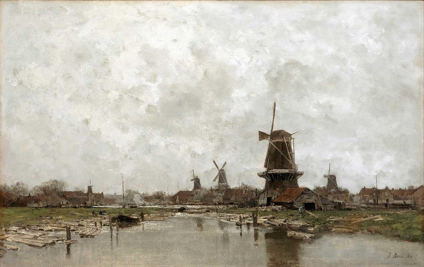 The Five Windmills by Jacob Maris as Art Print