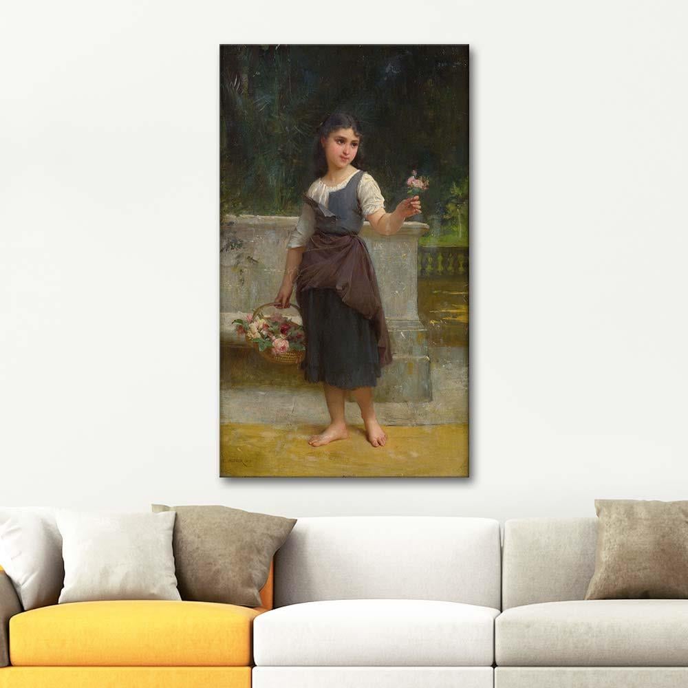 Emile Munier Çiçekçi Kız Kanvas Tablo
