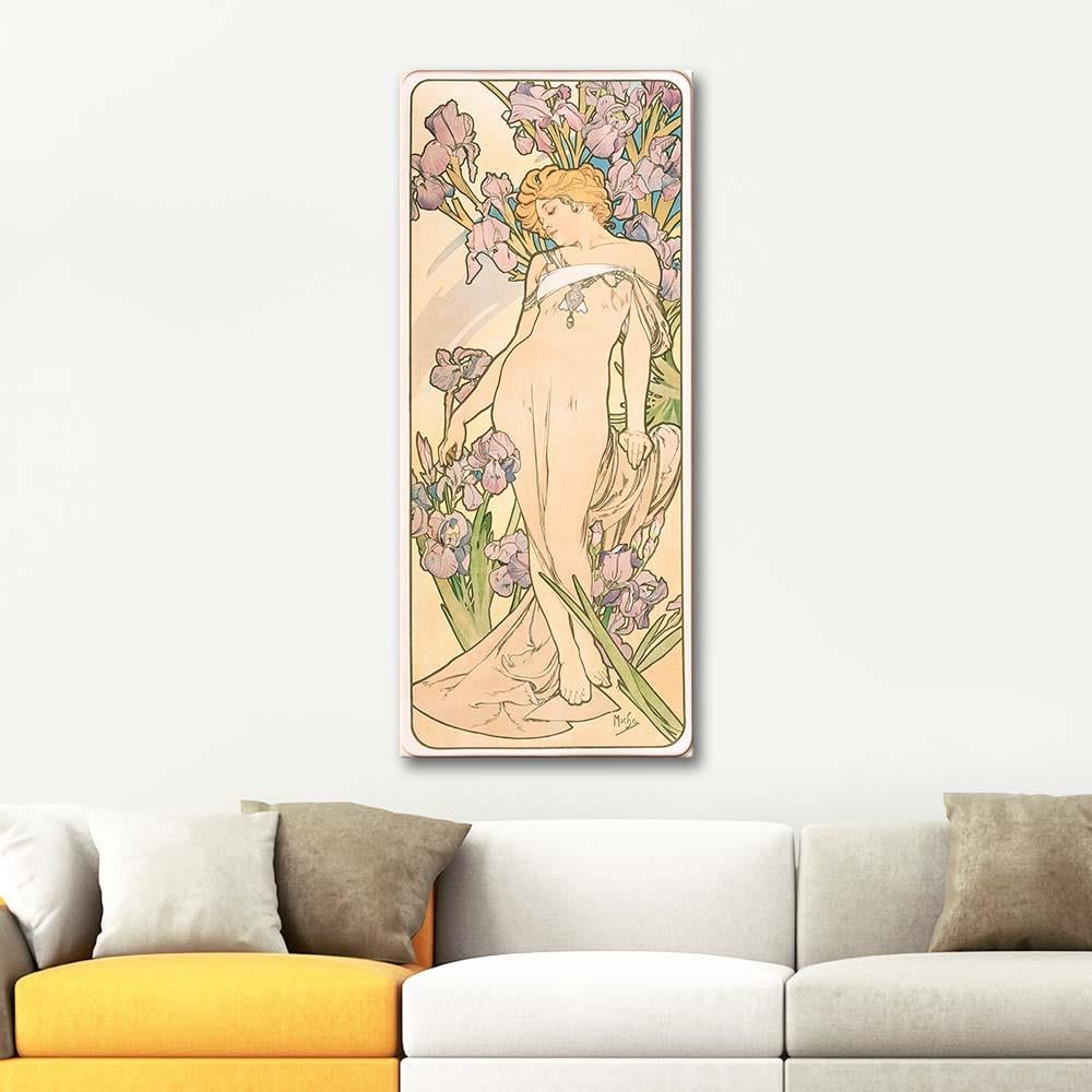 The Flower Series Iris by Alphonse Mucha as Art Print