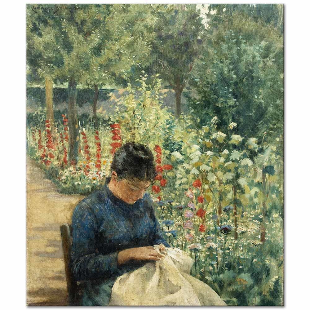 James Carroll Beckwith Bahçede Kanvas Tablo