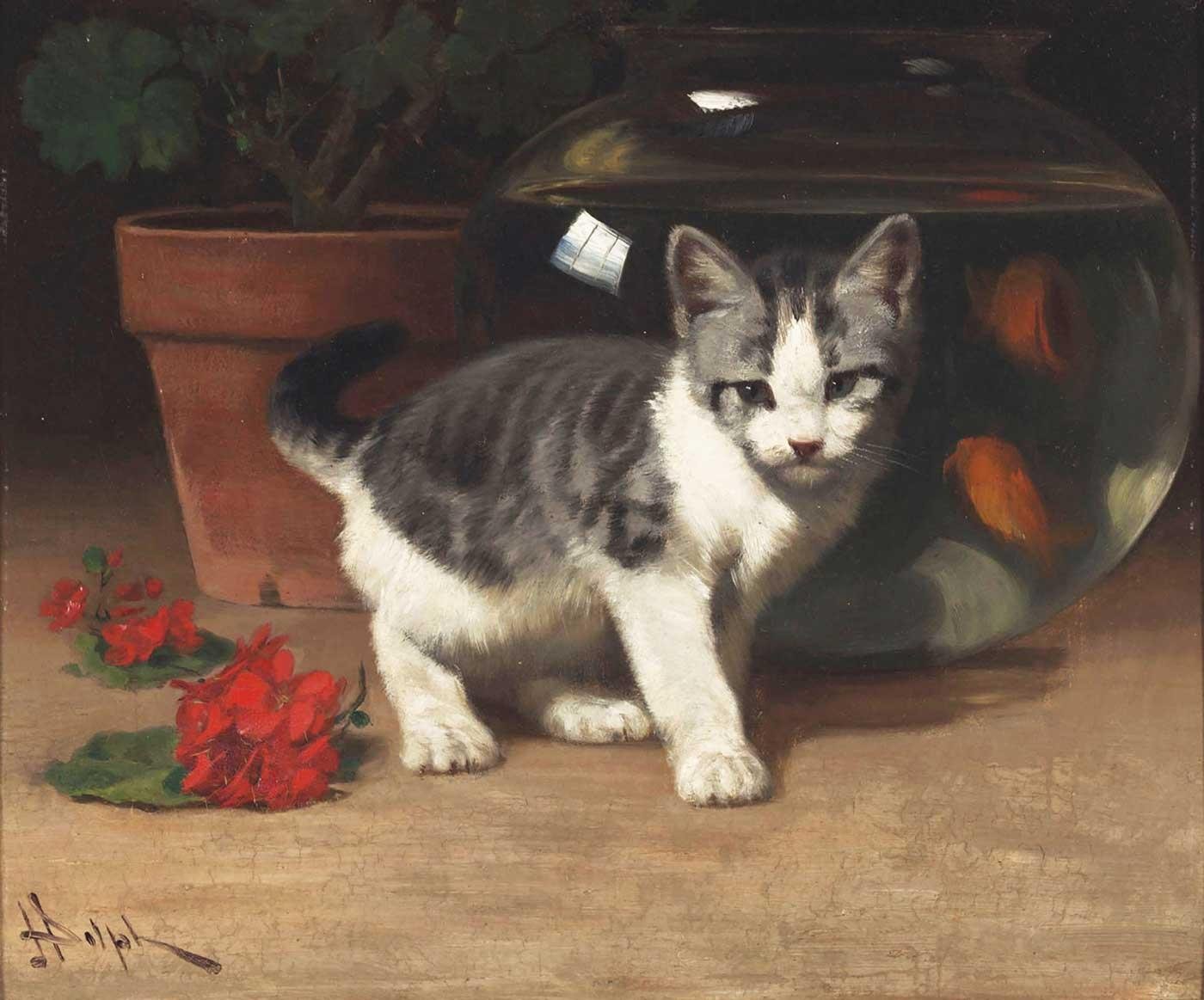 John Henry Dolph Altın Balığının Başında Kanvas Tablo